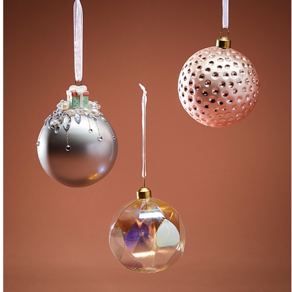 Handcrafted jewel glass and porcelain Christmas baubles set of 3 (three) NWT - Picture 1 of 9
